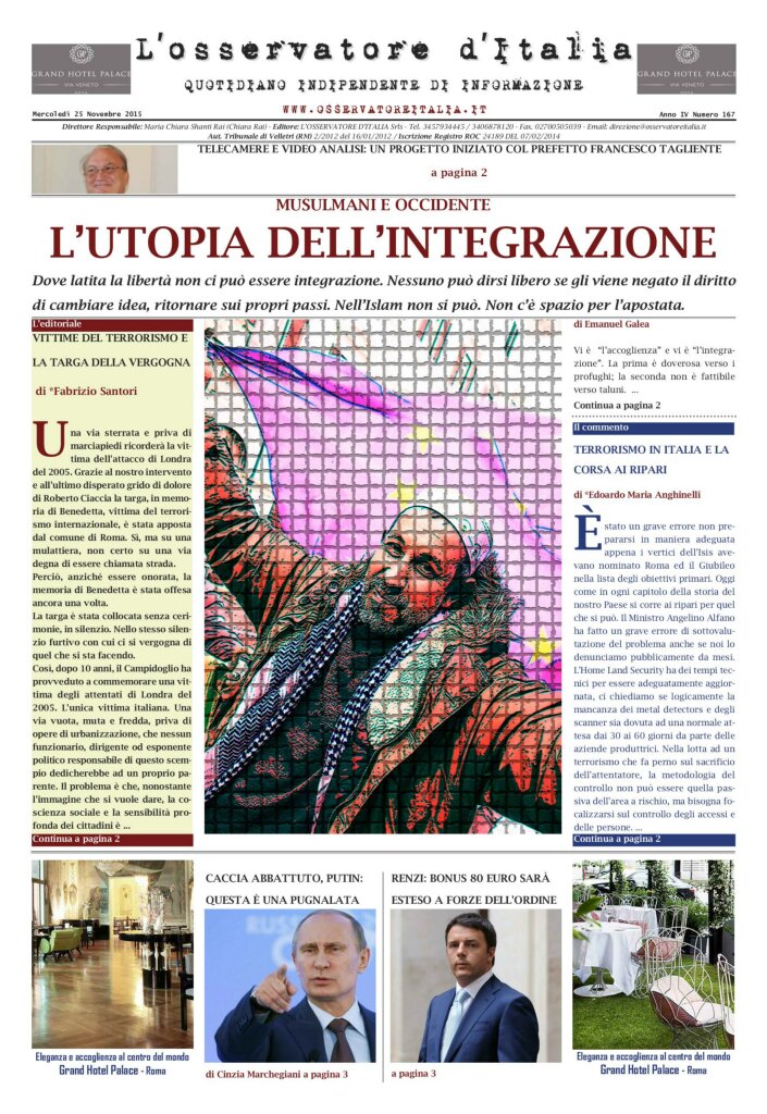 L'osservatore d'Italia edizione del 25 Novembre 2015